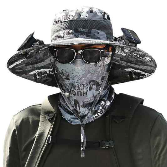 Solar powered hat keeps you cool while hunting and outdoor work.